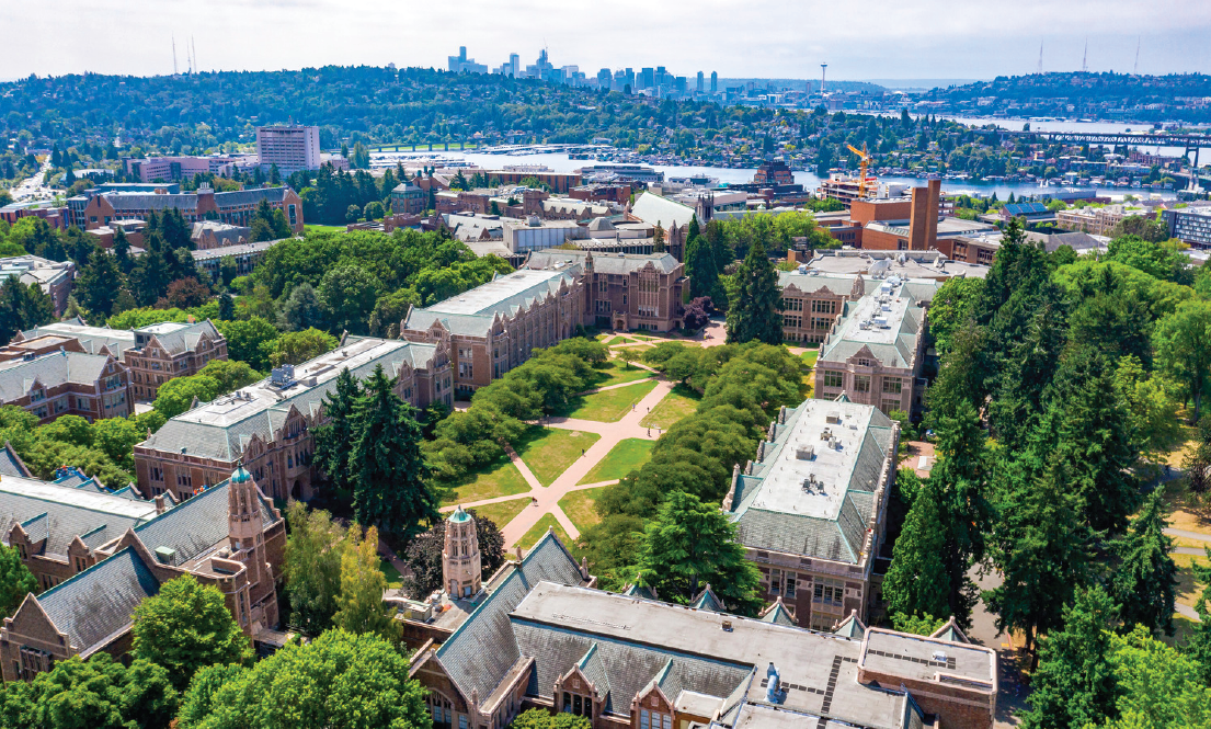 Aerial view of UW campus Quad